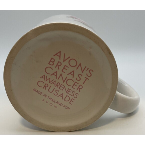 VTG 1997 Avon Breast Cancer Awareness Crusade Pink Ribbon With Rose Mug 10oz - Picture 4 of 5